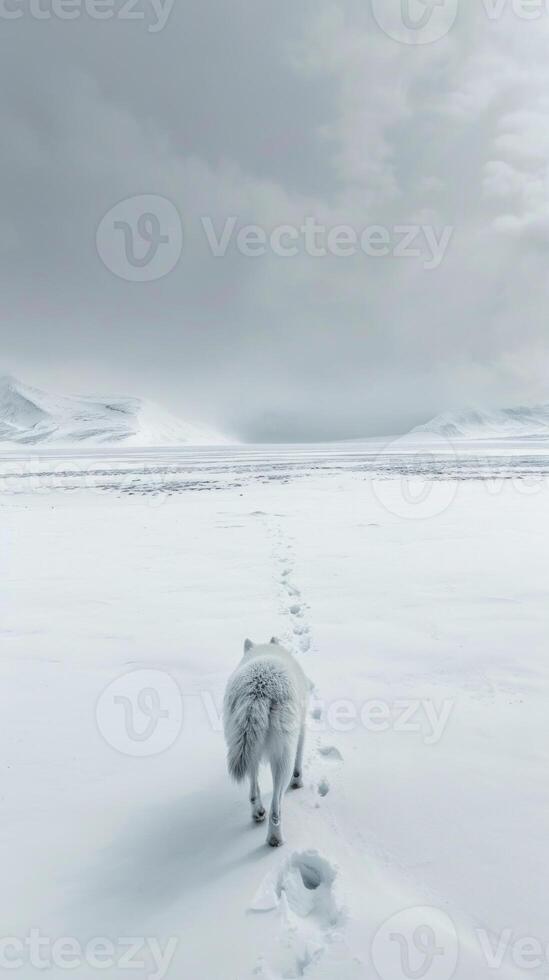 ai generato lupo passeggiate attraverso il neve foto