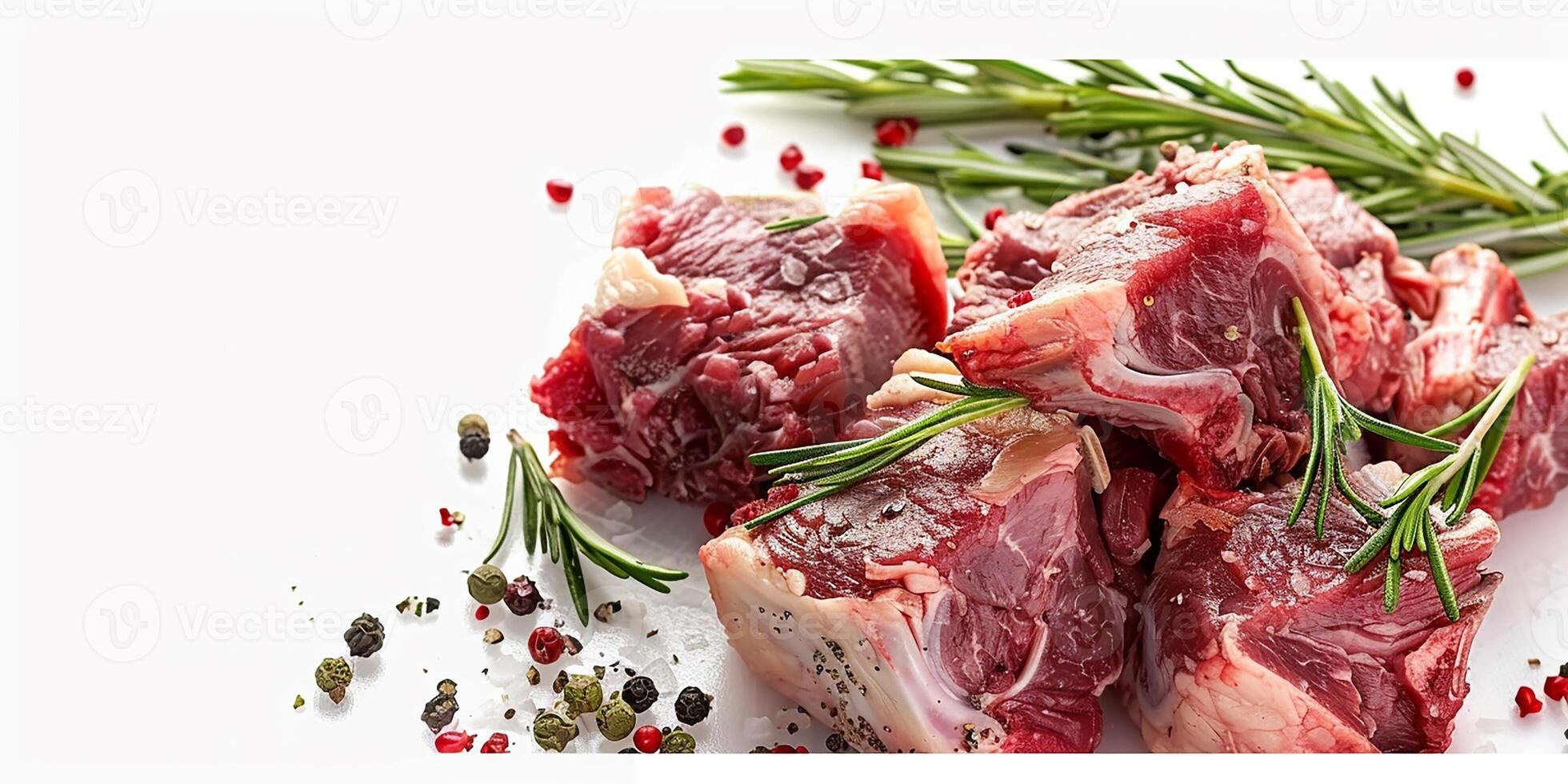 ai generato fresco carne con erbe aromatiche e spezie foto