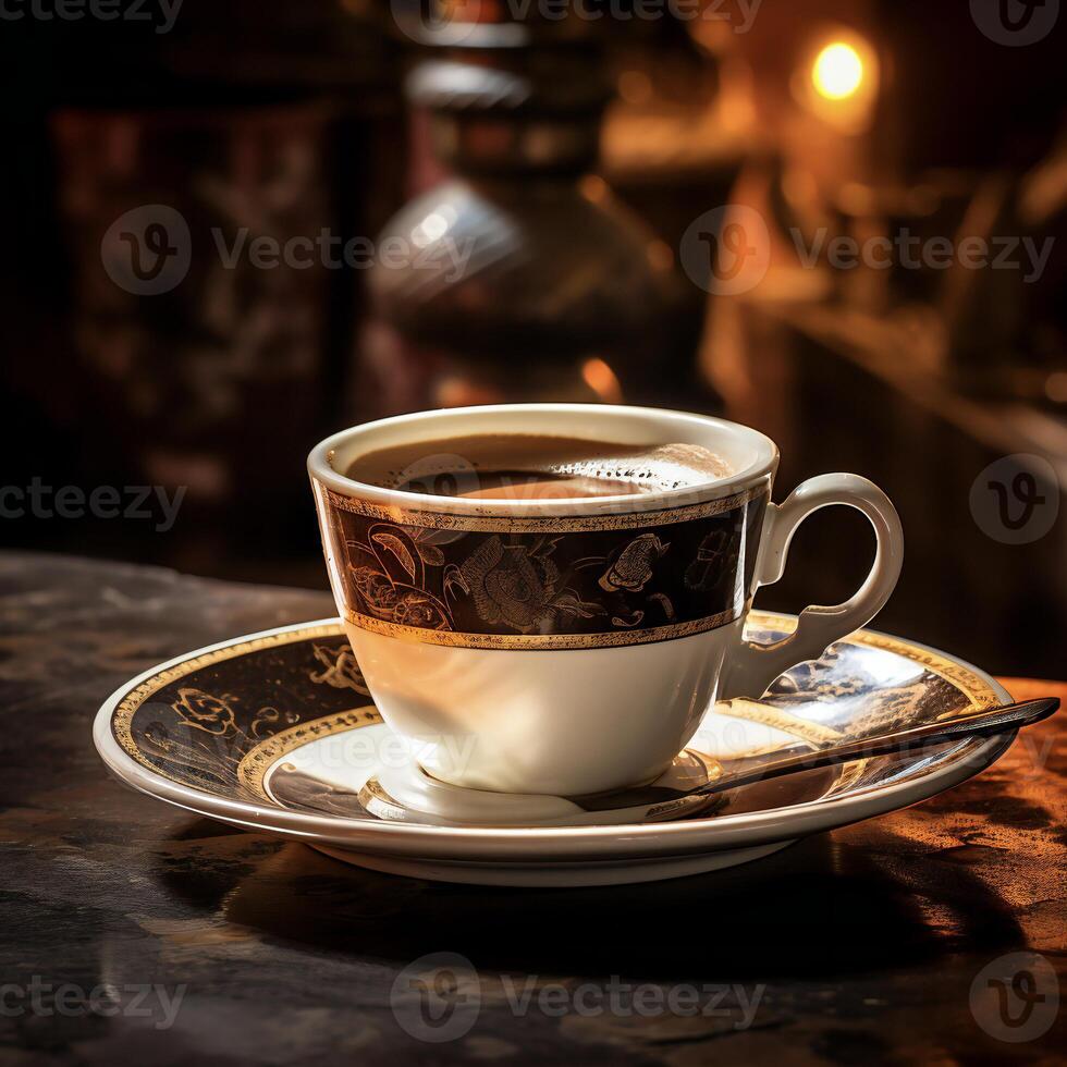 ai generato un' tazza di affumicato caffè foto