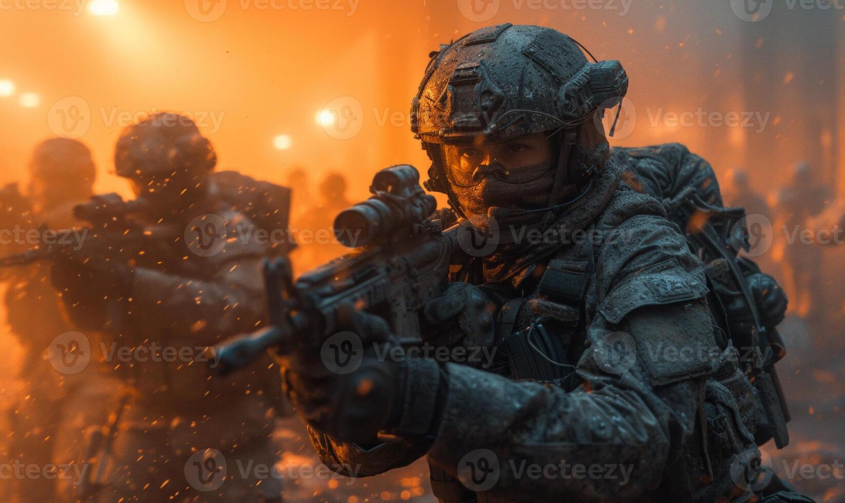 ai generato unito stati esercito rangers durante il militare operazione nel il Fumo e fuoco foto