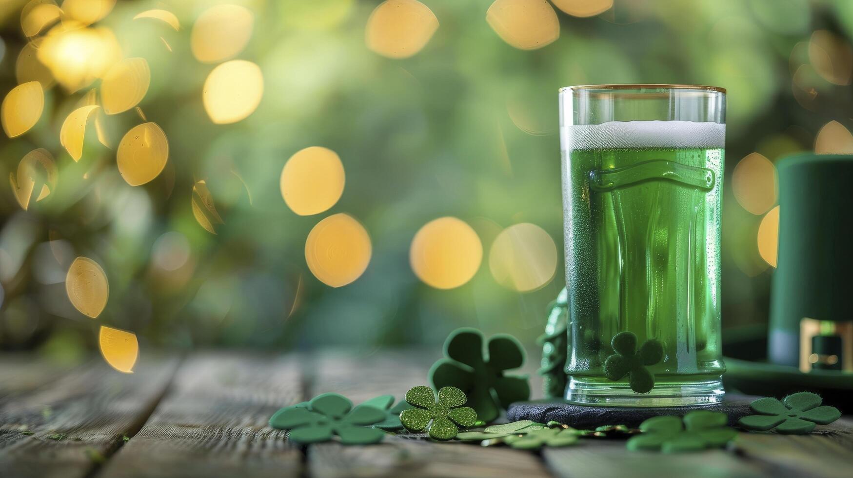 ai generato un' bicchiere di verde birra st Patrick giorno concetto foto