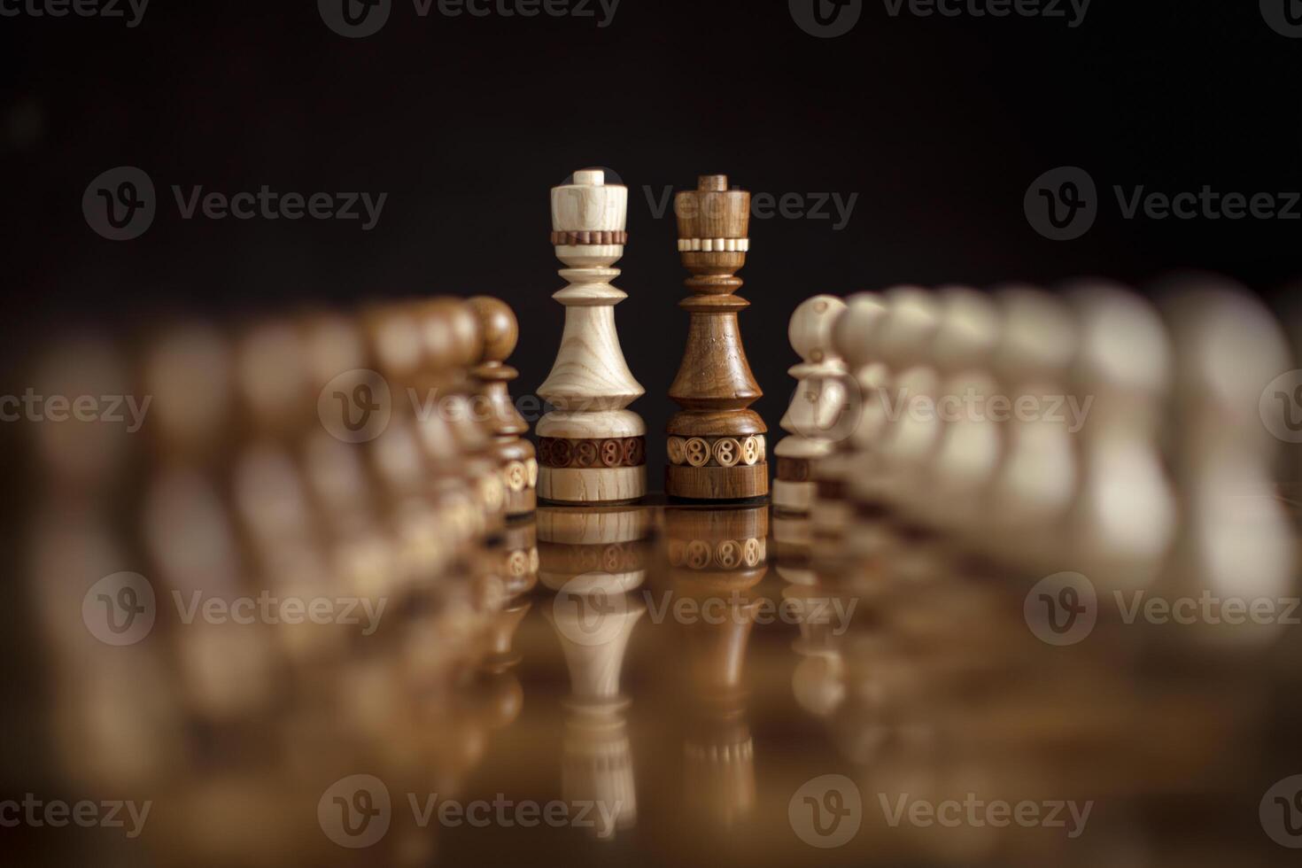 scacchi su un' buio sfondo. un' puzzle gioco con difficile combinazioni quello richiede pianificazione e pensiero. foto