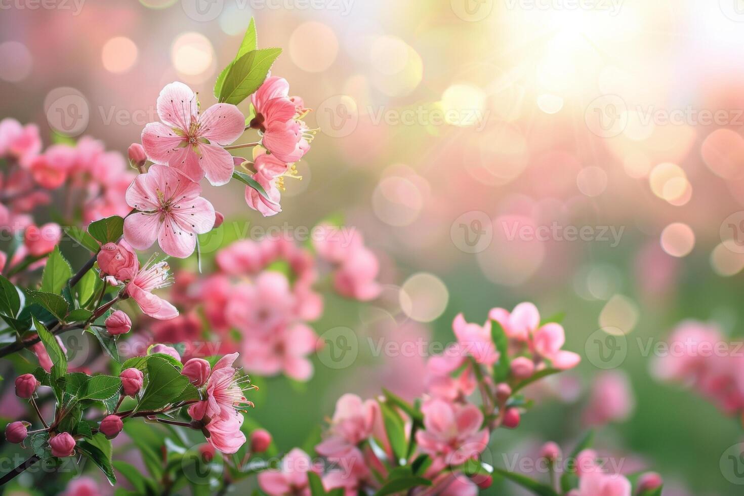 ai generato lussureggiante floreale scene in mostra un' varietà di fiori nel morbido, radiante leggero con un' bokeh sfondo foto