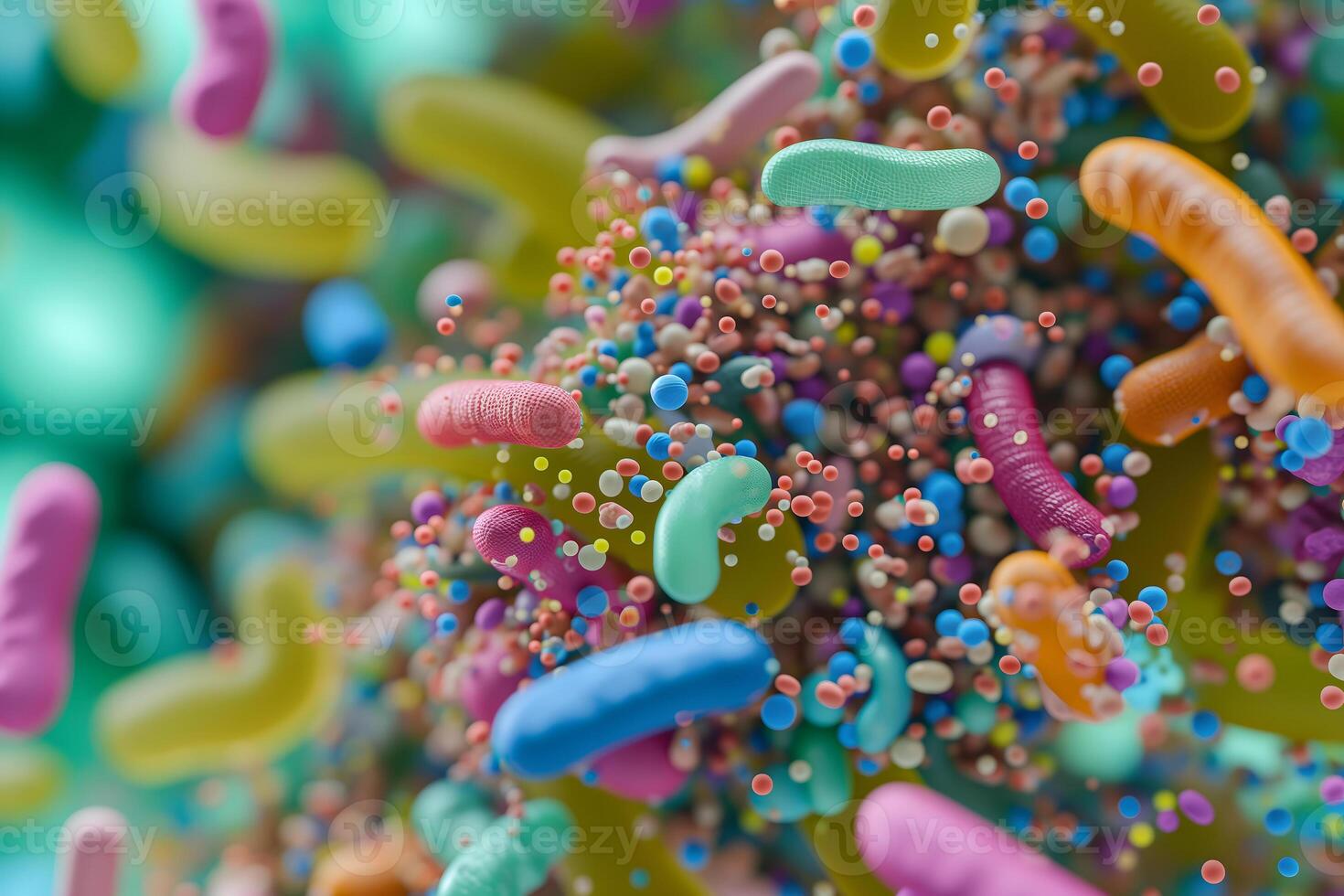 ai generato diverso colorato astratto microbiome foto