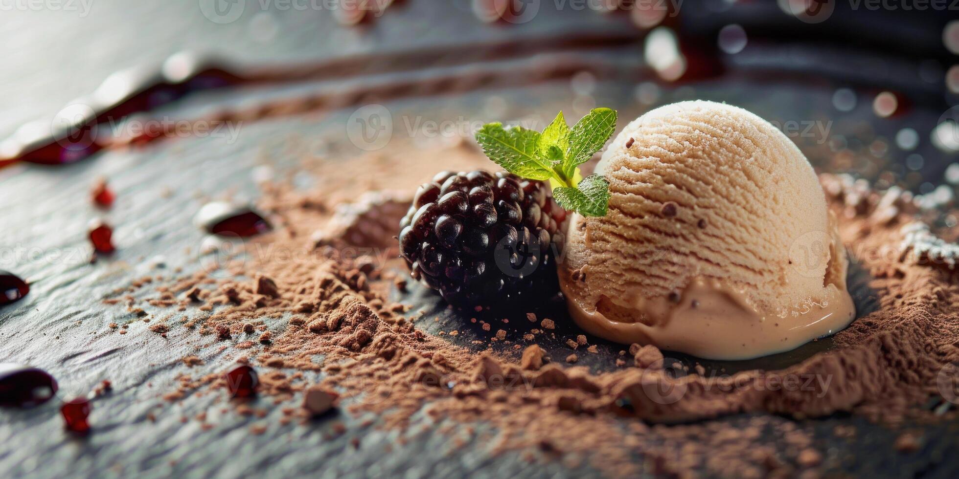 ai generato illustrazione di un' professionalmente preparato dolce con un' nocciola ghiaccio crema notizia in anticipo e decorazione foto