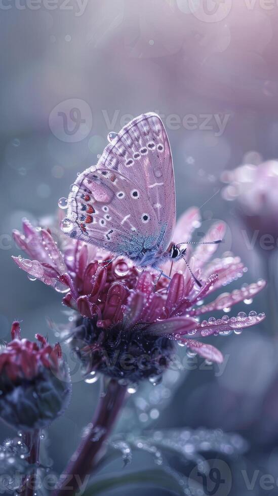 ai generato bellissimo farfalla su un' fiore contro bokeh sfondo foto
