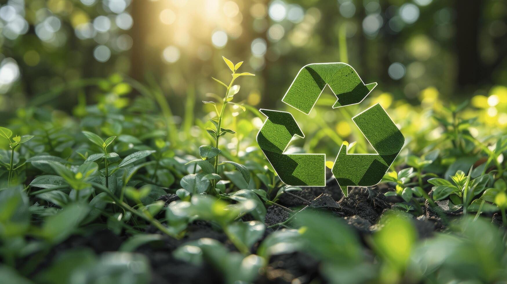 ai generato Abbracciare una persona ecocompatibilità, il verde simbolo di raccolta differenziata foto