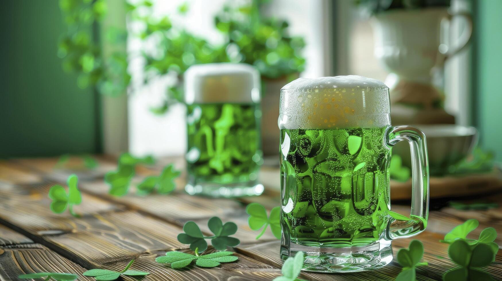 ai generato un' bicchiere di verde birra st Patrick giorno concetto foto