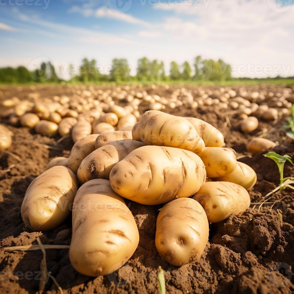 ai generato raccolto bianca carote su il campo nel il raggi di il ambientazione sole foto