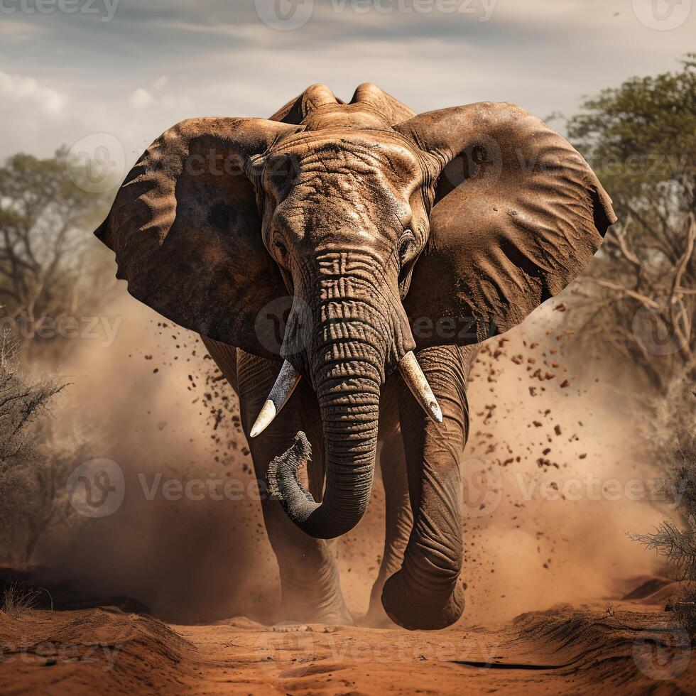 ai generato africano selvaggio elefante foto
