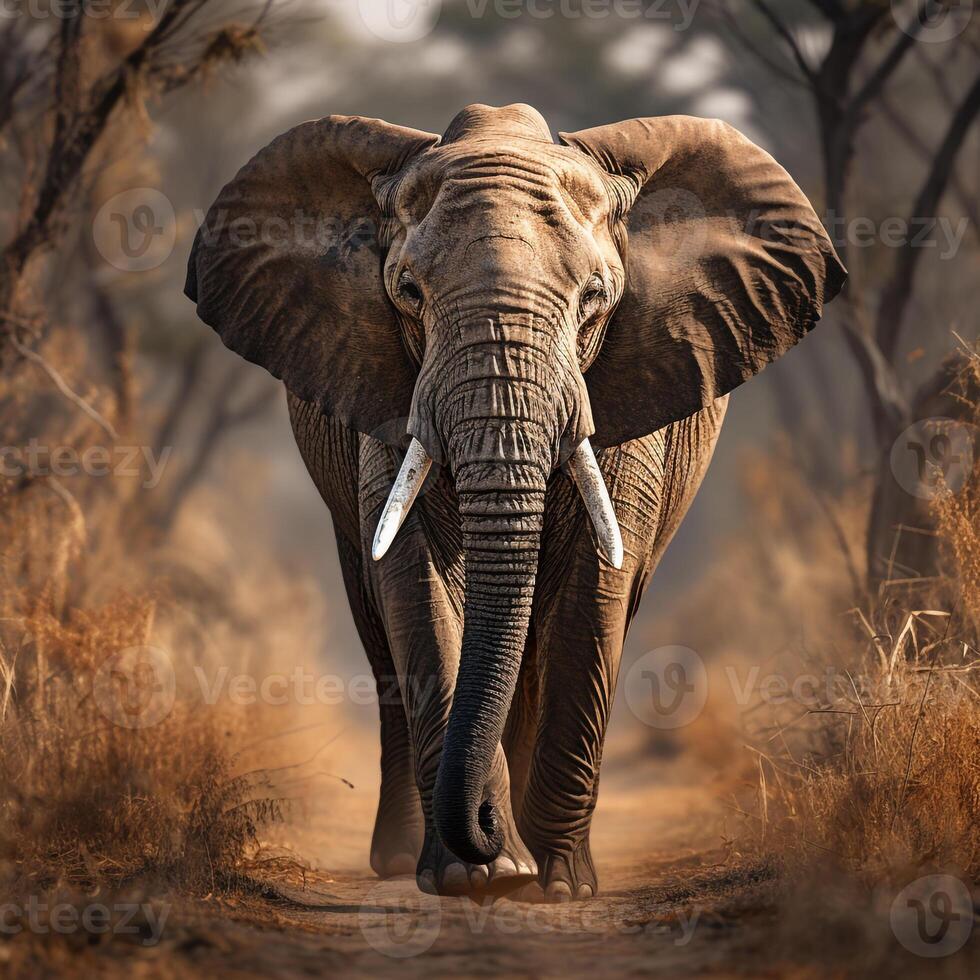 ai generato africano selvaggio elefante foto