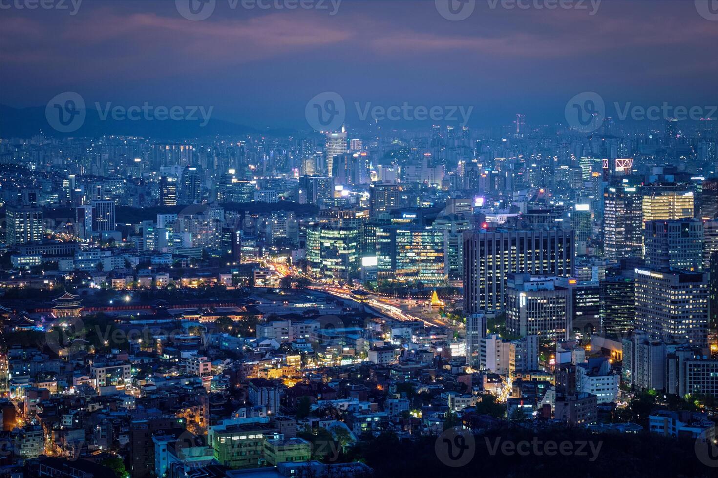 Seoul orizzonte nel il notte, Sud Corea. foto