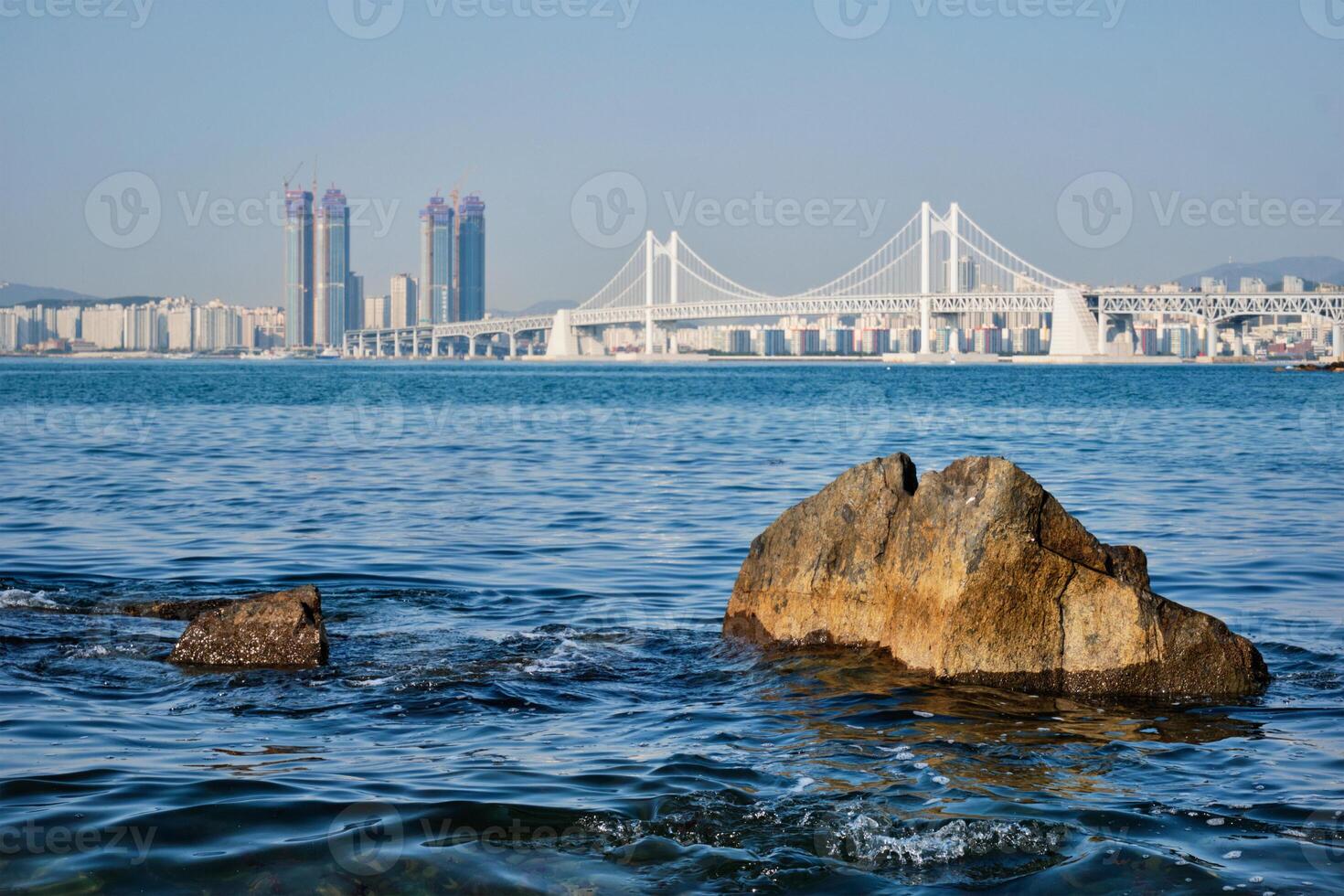 gwangan ponte e grattacieli nel Busano, Sud Corea foto