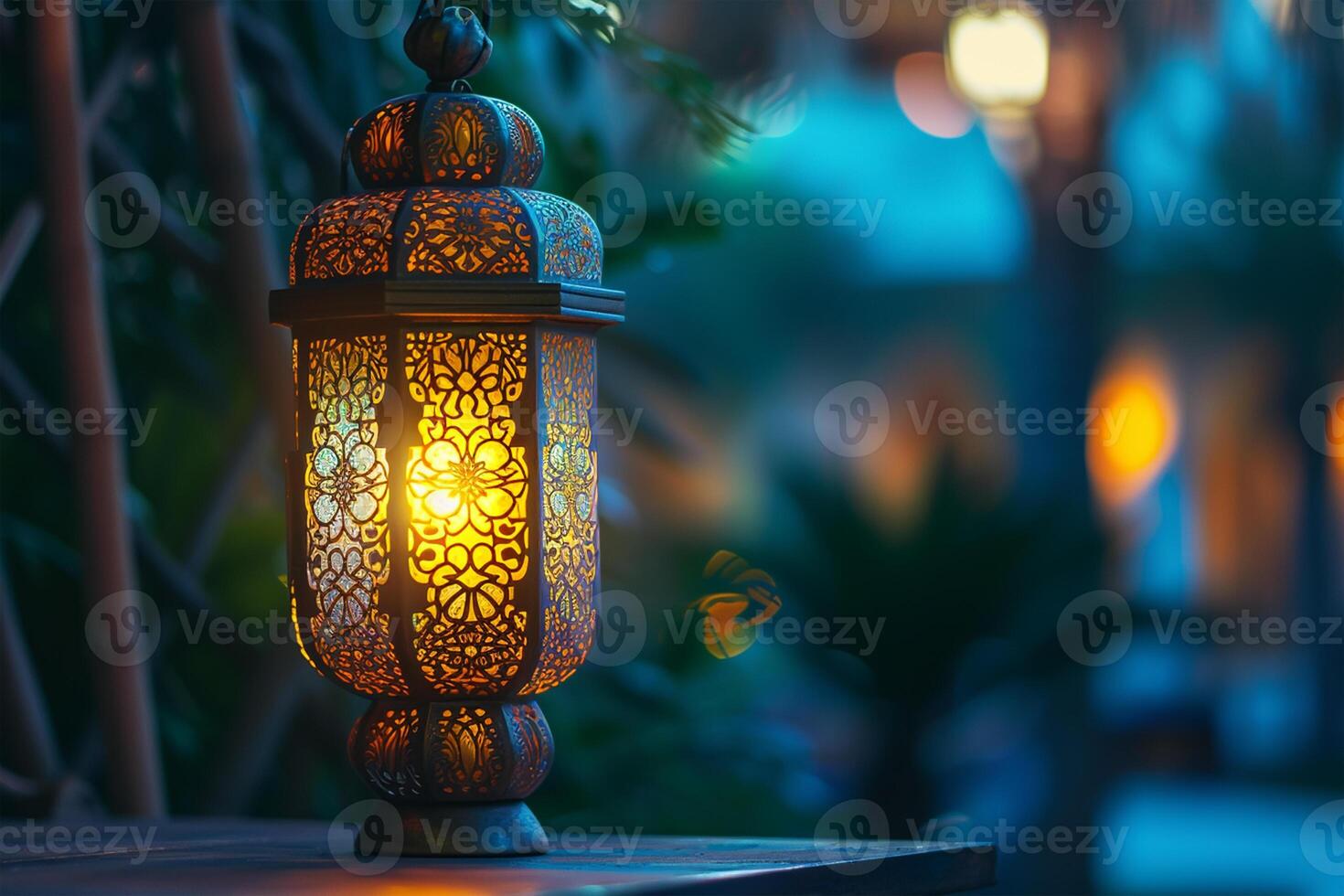 ai generato ornamentale Arabo lanterna foto