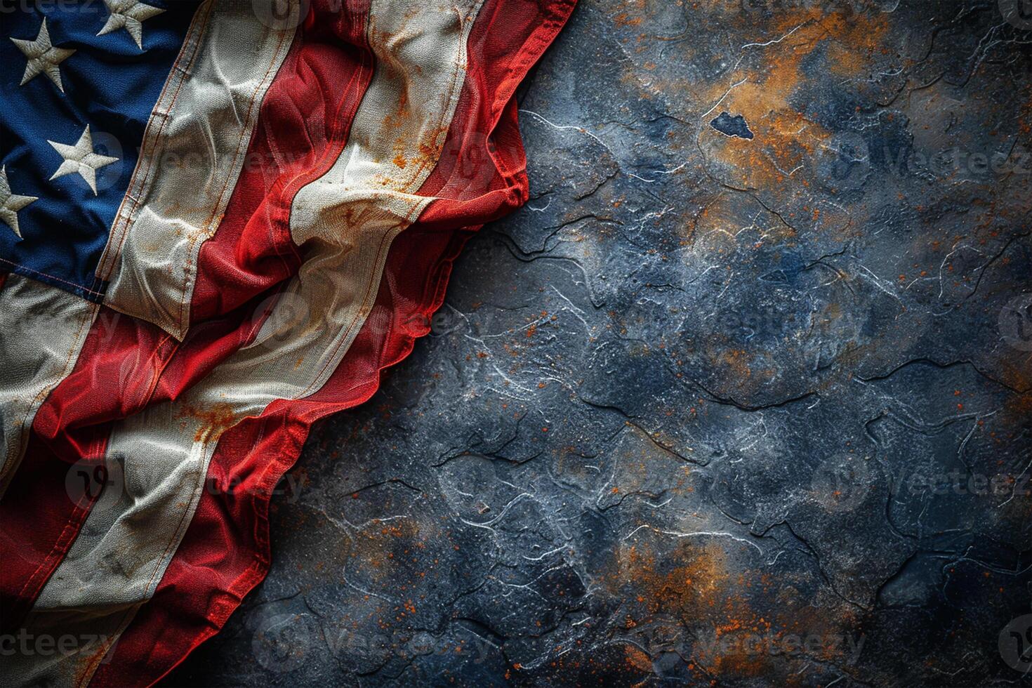 ai generato contento veterani giorno concetto fatto a partire dal americano bandiera e il testo su buio pietra sfondo foto