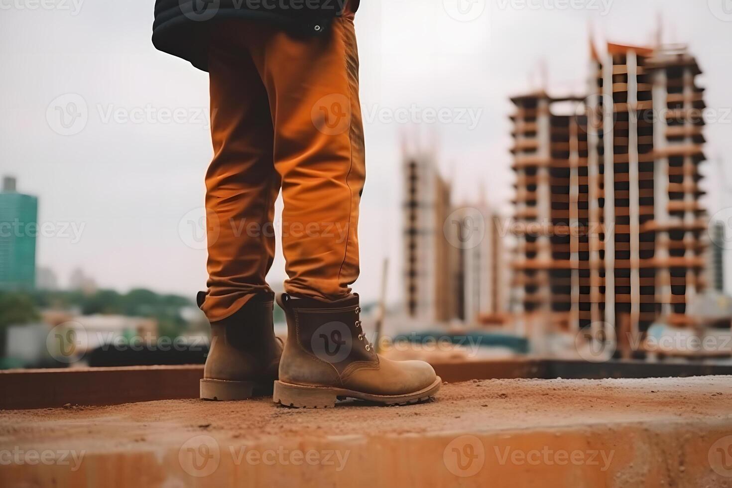 ai generato vicino su sicurezza scarpe uomini uso per protezione incidente nel fabbrica. neurale Rete ai generato foto