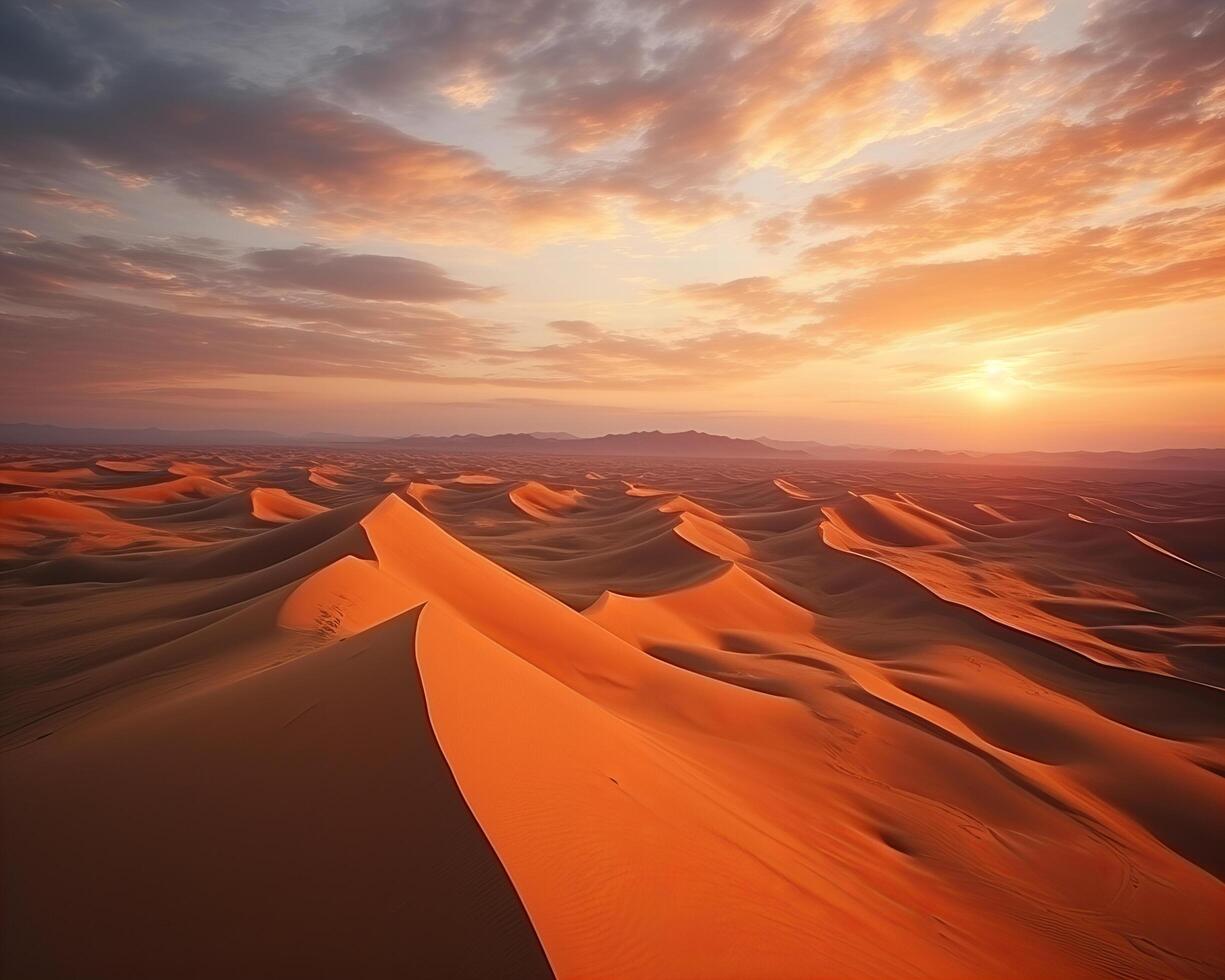 ai generato aereo Visualizza di sabbia dune foto