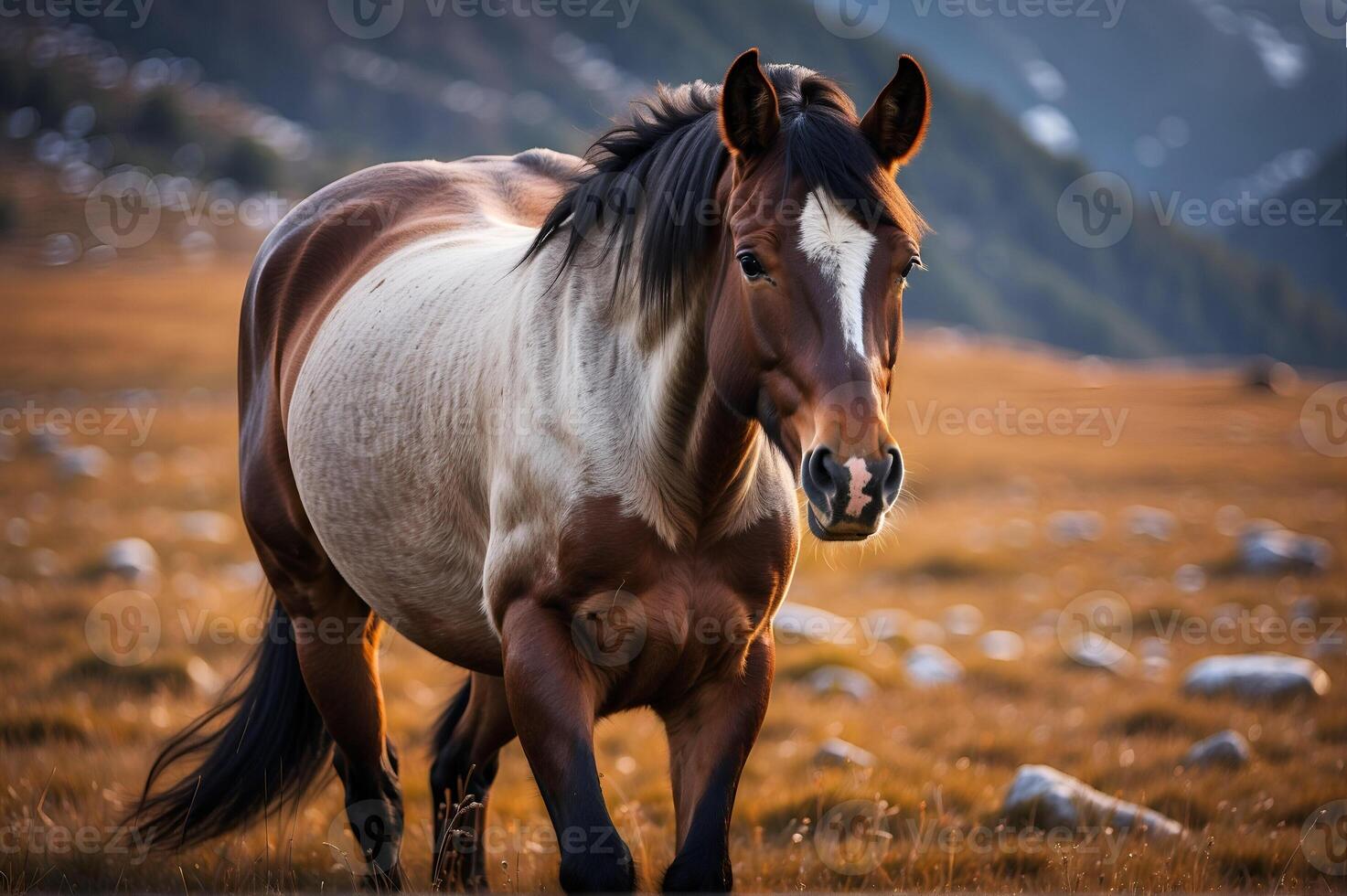 ai generato sbalorditivo alpino selvaggio cavallo. foto