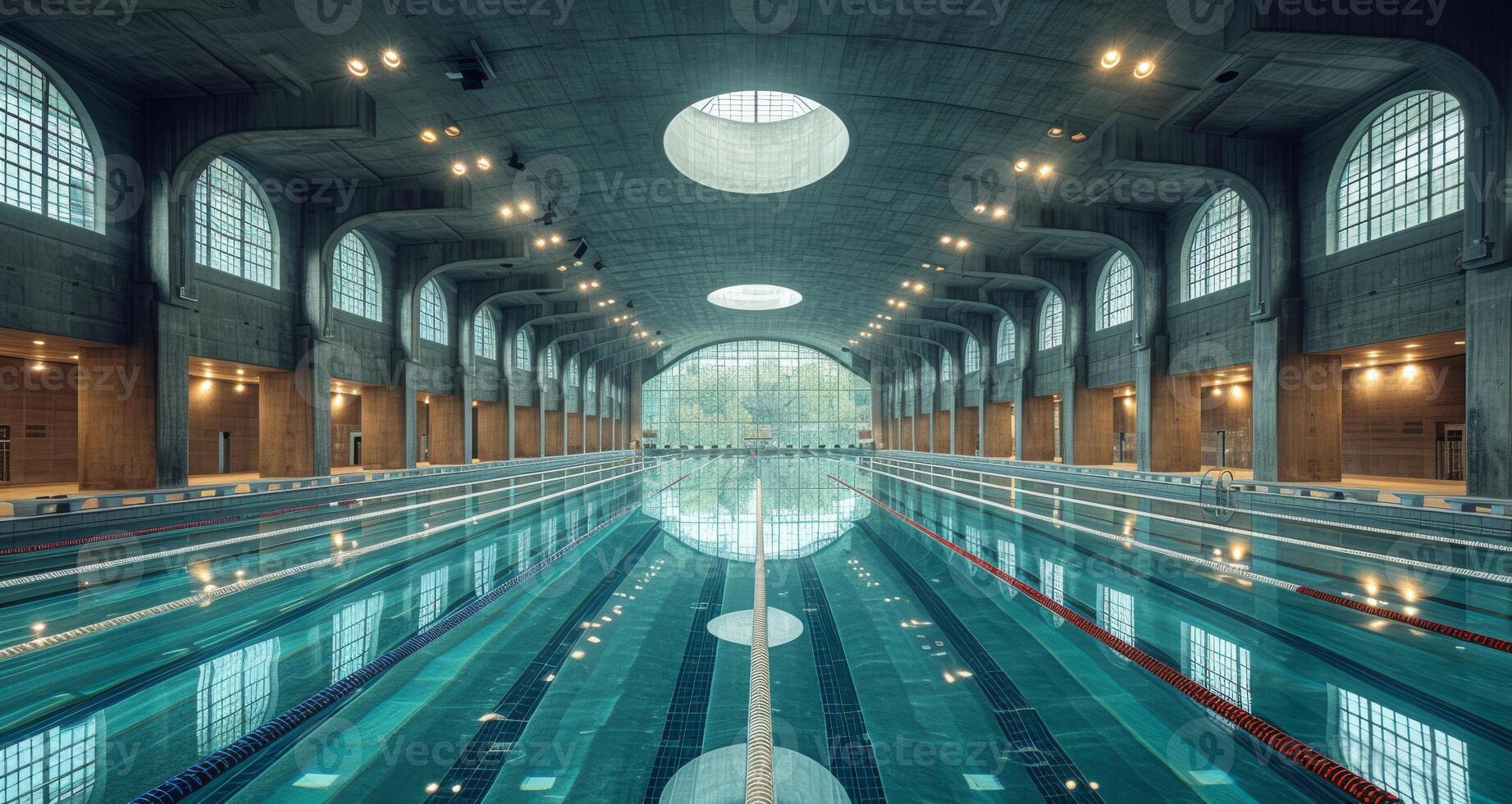 ai generato vuoto nuoto piscina con lucernario foto