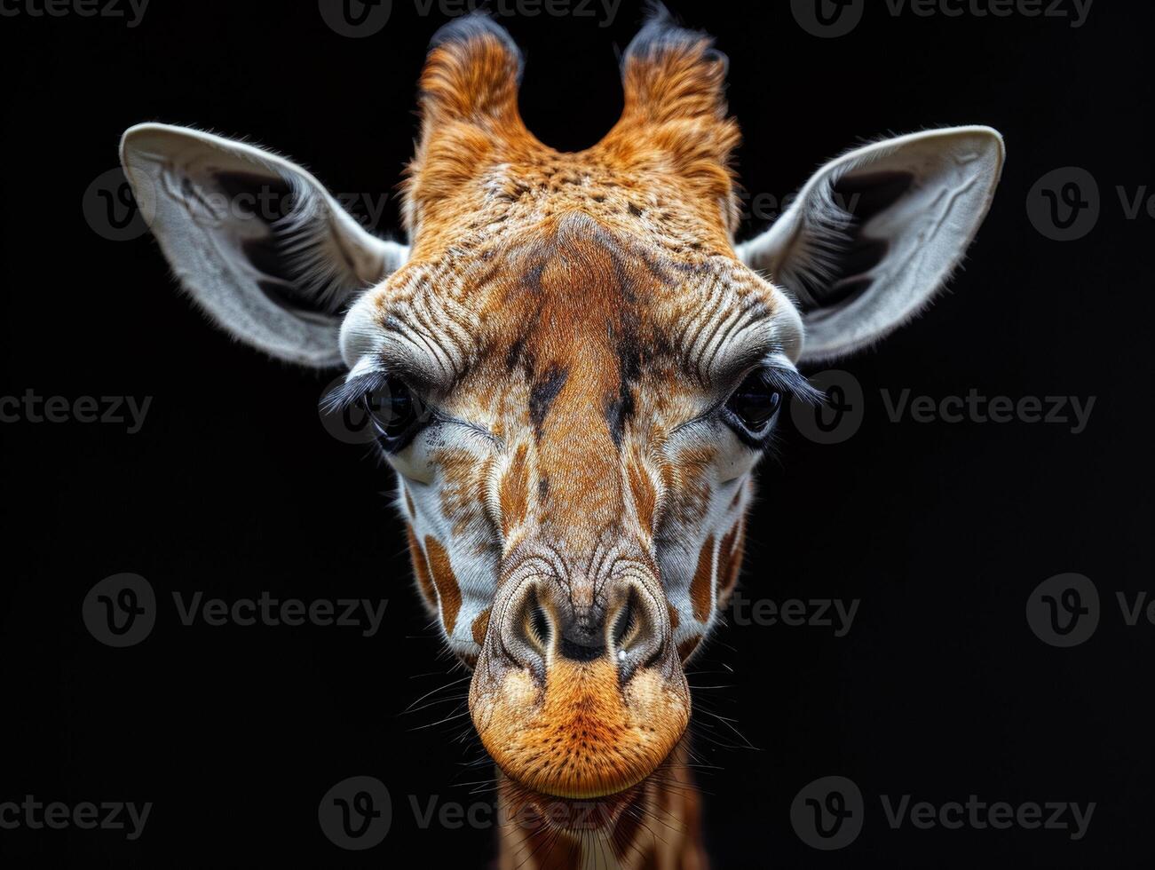 ai generato ritratto fotografia di un' giraffa studio illuminazione foto