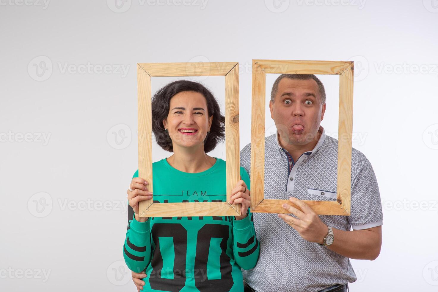 studio ritratto di marito e moglie nel foto telaio contento famiglia 1