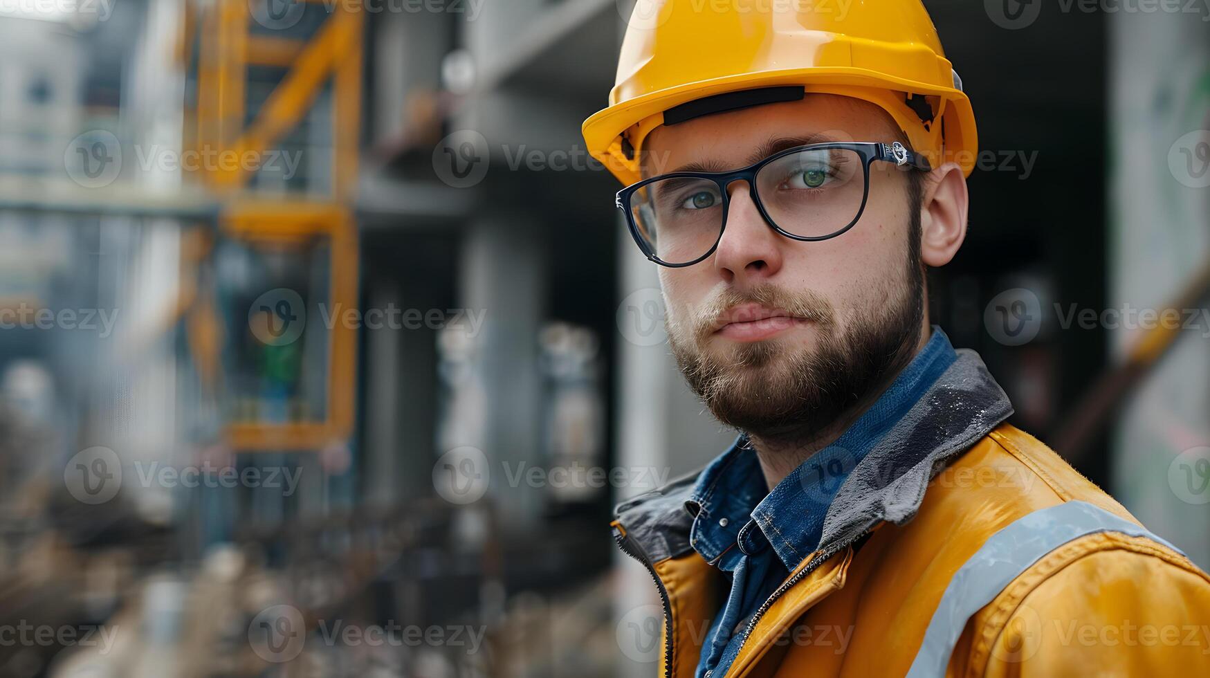 ai generato un' uomo, un' lavoratore, un' costruttore di professione, nel un' uniforme e un' casco. ai generato foto