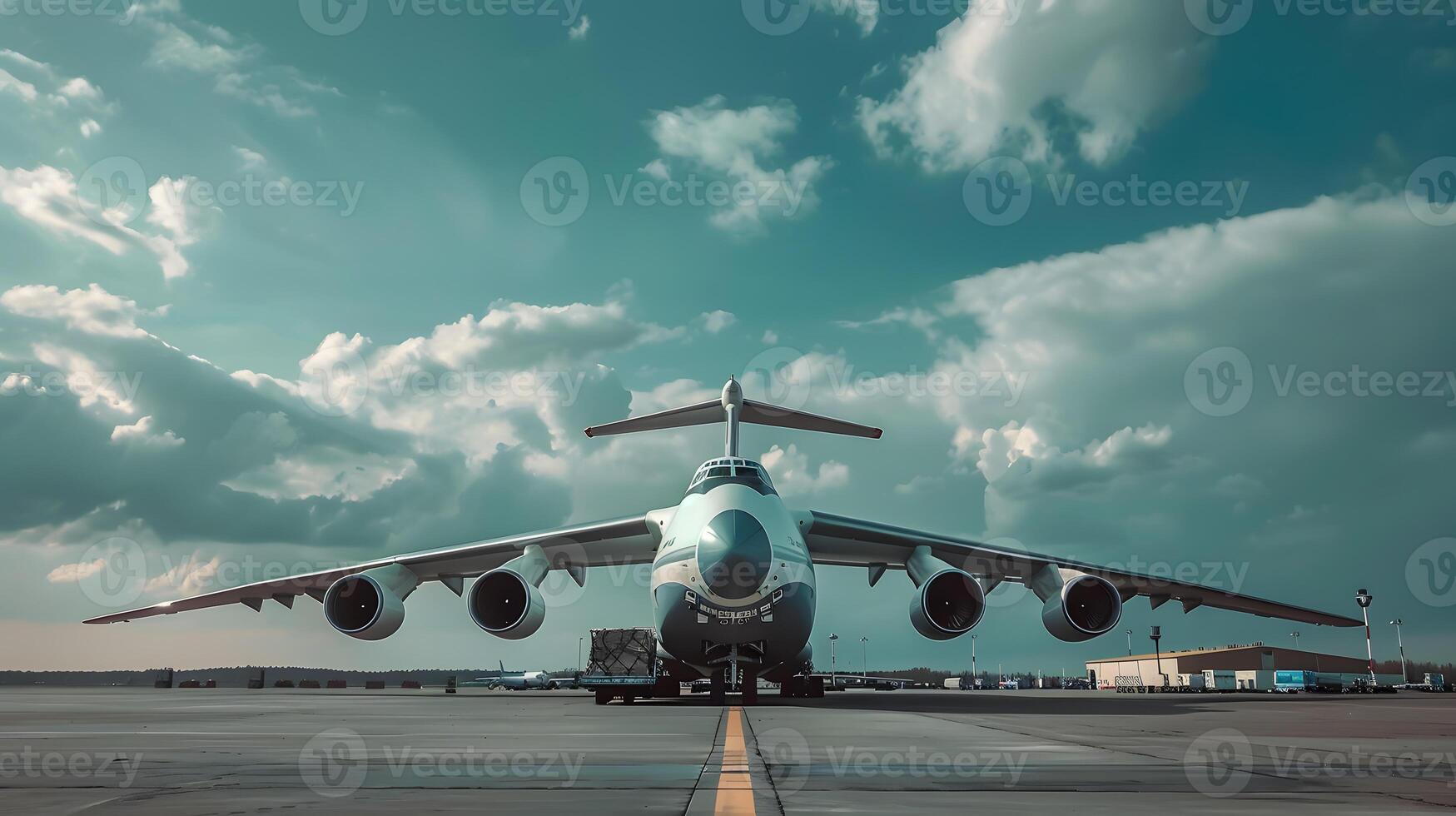 ai generato un' carico aereo a il aeroporto banchine carichi o scarica carico. ai generato foto