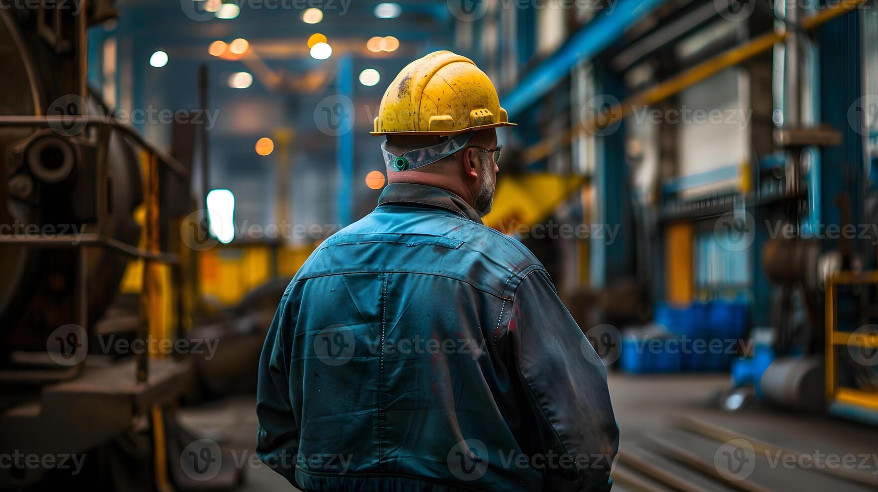 ai generato ritratto di un' Lavorando uomo nel un' uniforme e un' difficile cappello. ai generato foto