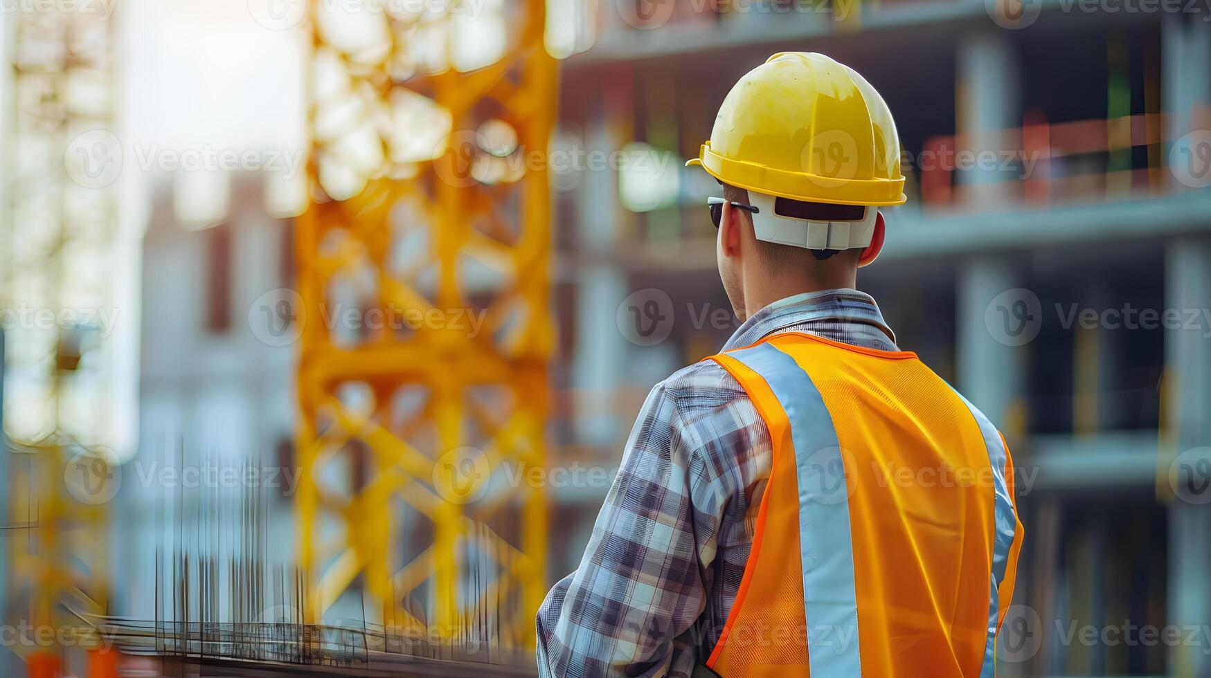 ai generato un' uomo, un' lavoratore, un' costruttore di professione, nel un' uniforme e un' casco. ai generato foto