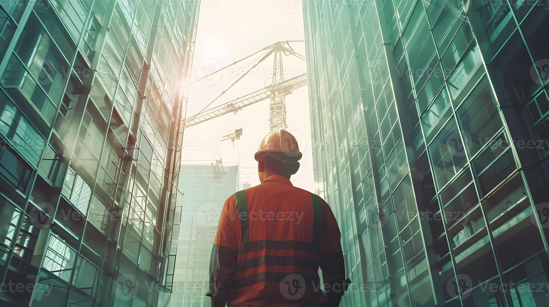 ai generato un' uomo, un' lavoratore, un' costruttore di professione, nel un' uniforme e un' casco. ai generato foto