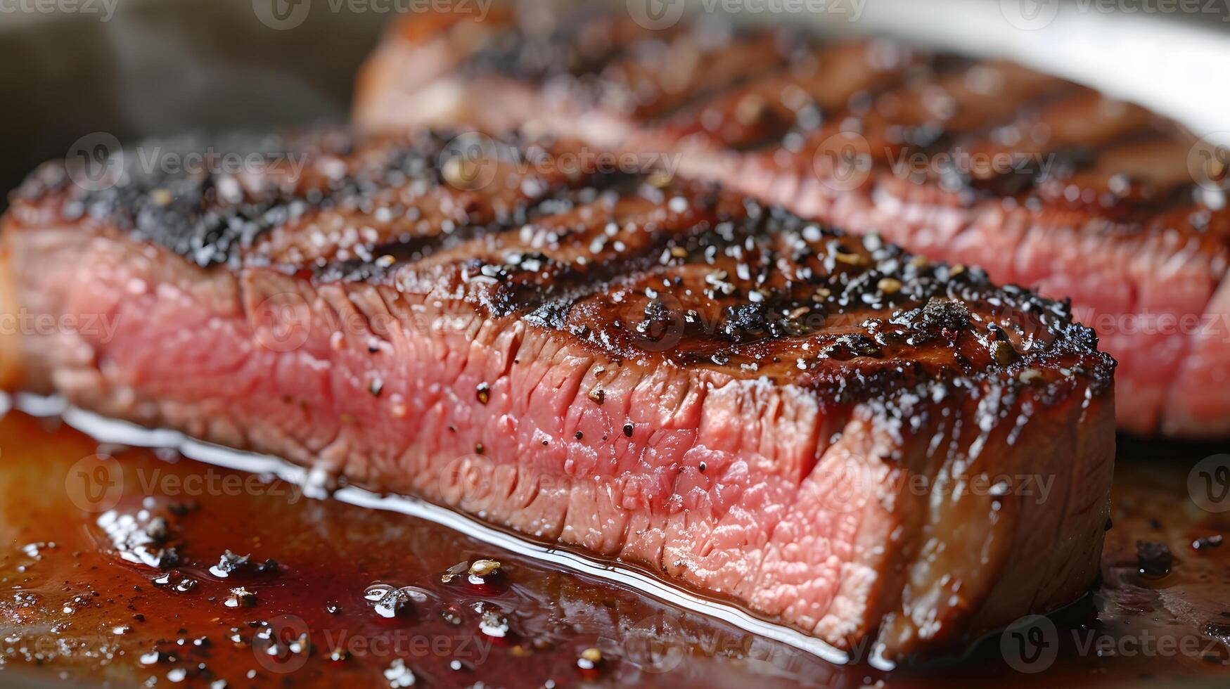 ai generato fresco succoso delizioso Manzo bistecca su un' buio sfondo. ai generato foto