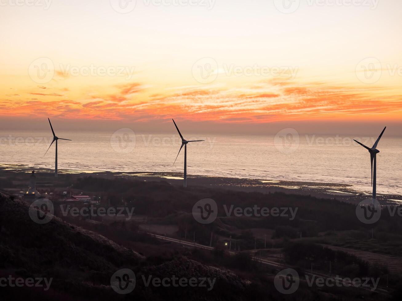 al largo vento turbine azienda agricola nel taiwan. foto