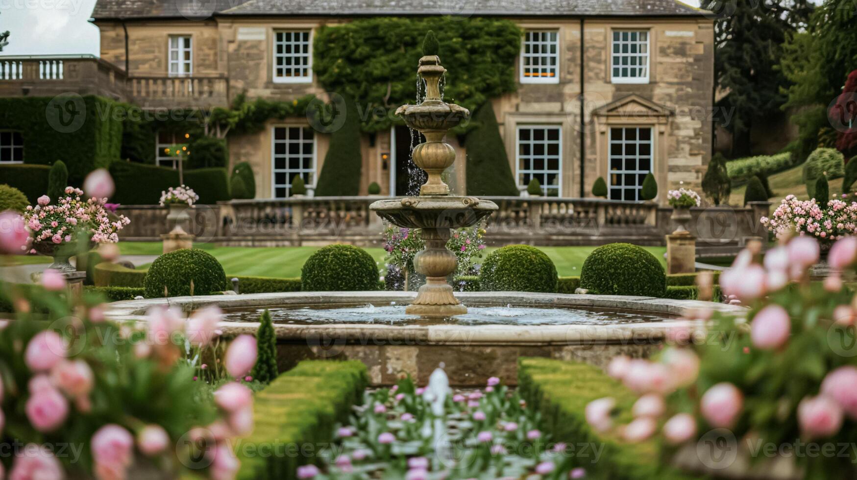 ai generato nozze decorazione con peonie, floreale arredamento e evento celebrazione, peonia fiori e nozze cerimonia nel il giardino, inglese nazione stile foto