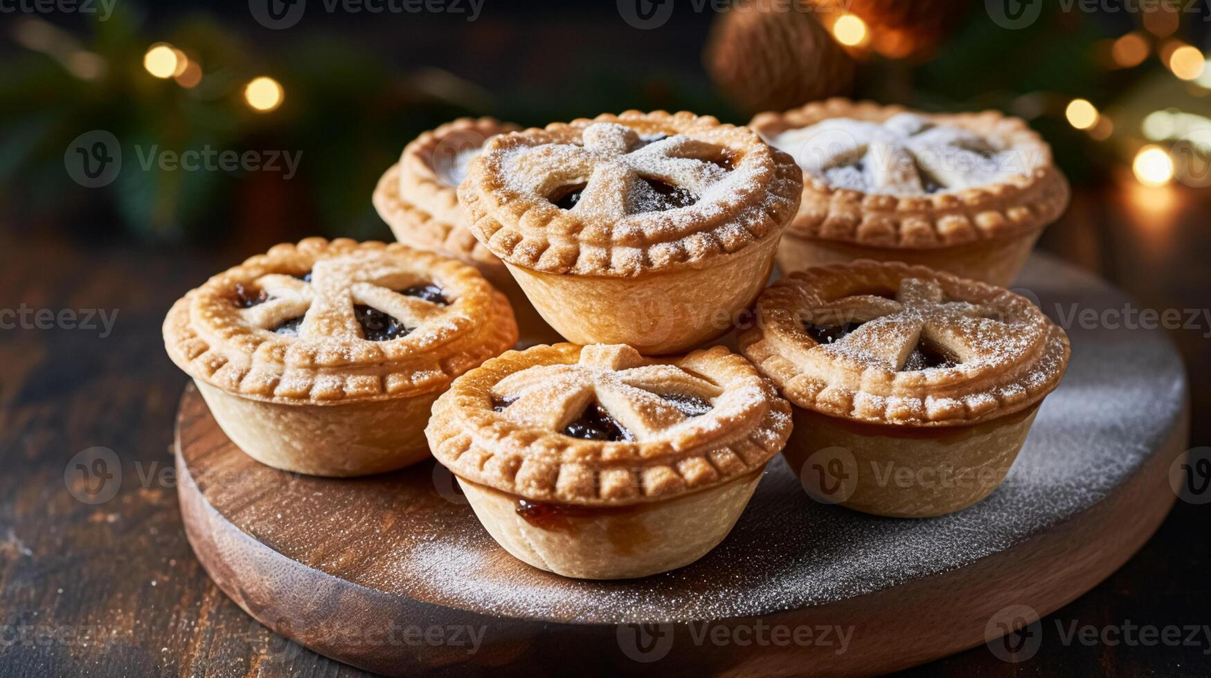 ai generato tradizionale inglese tritare torte per Natale foto