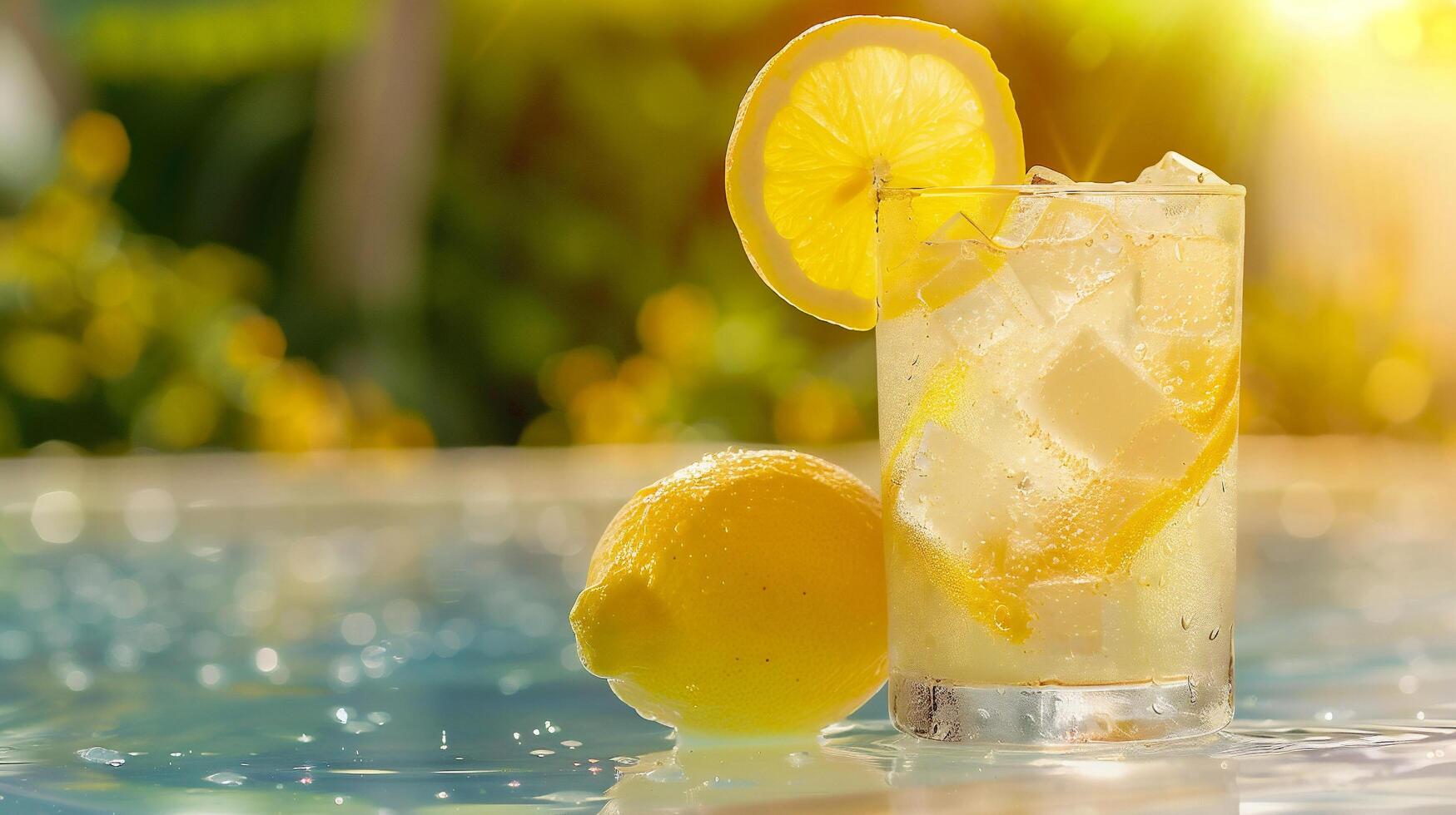 ai generato limonata con ghiaccio e Limone foto