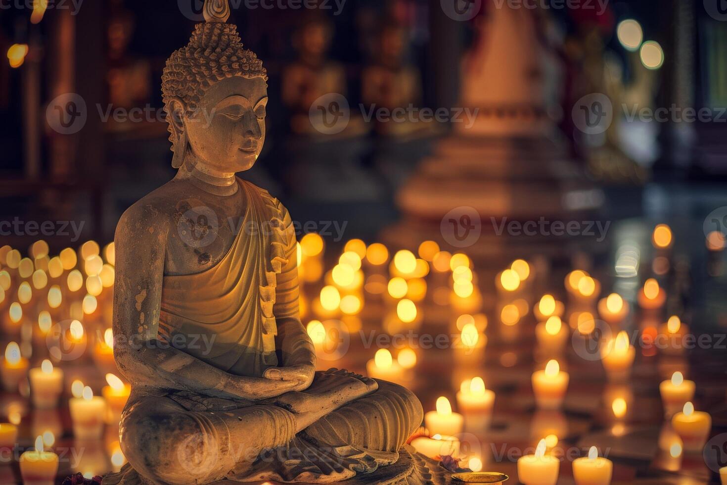ai generato Budda purnima Vesak giorno sfondo, meditazione concetto .generativo ai foto