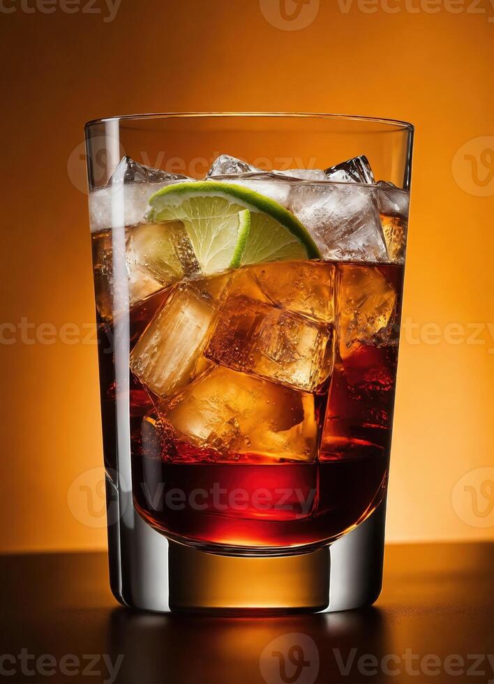 ai generato Cuba libre cocktail con Rum, Coca Cola, lime e Ghiaccio. ai generativo foto