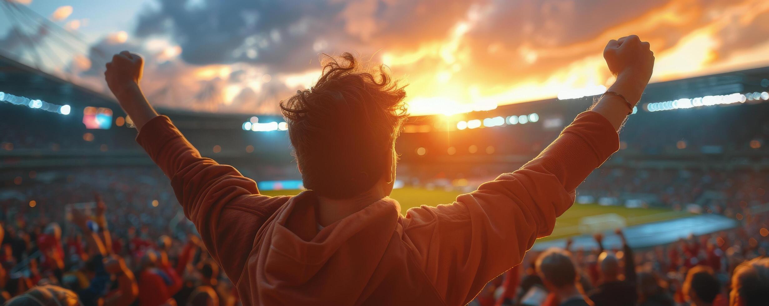 ai generato uomo raccolta mani a concerto foto