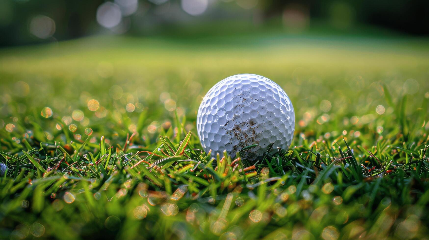 ai generato golf palla su lussureggiante verde campo foto