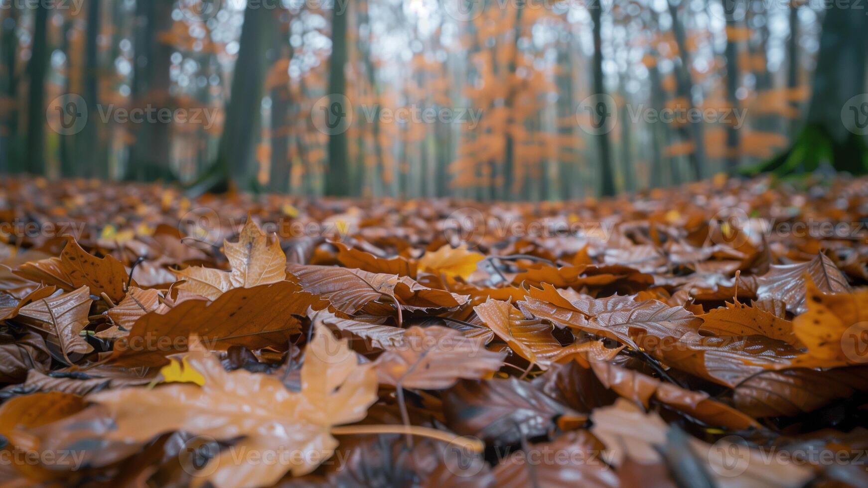 ai generato autunno le foglie nel il foresta foto