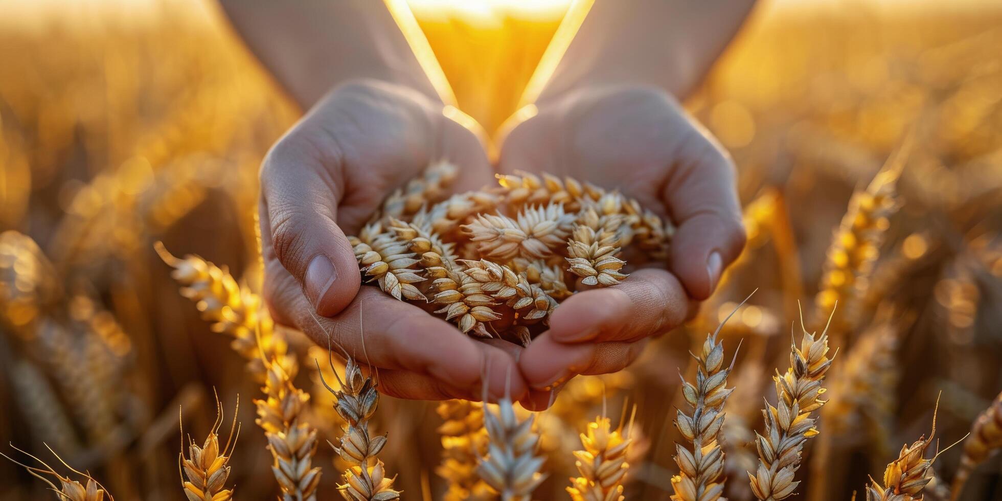 ai generato persona Tenere mazzo di grano foto