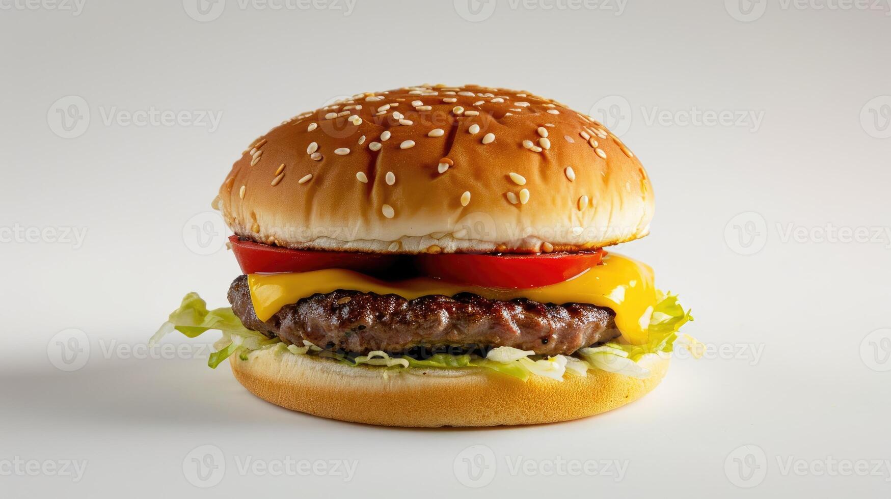 ai generato Hamburger con singolo paty mescolare con formaggio dan pomodori foto