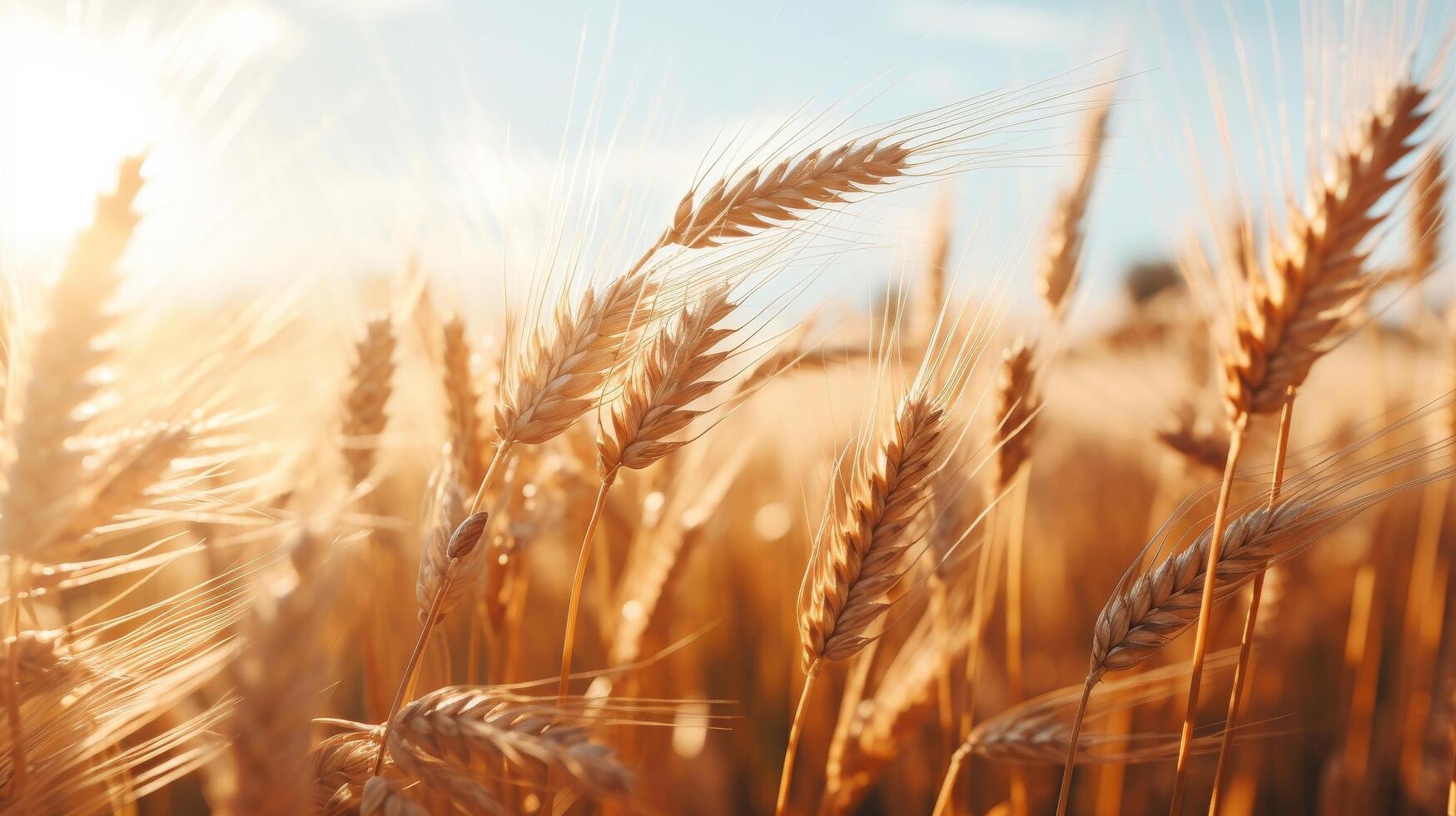 ai generato lussureggiante orzo campo sotto il caldo estate sole foto