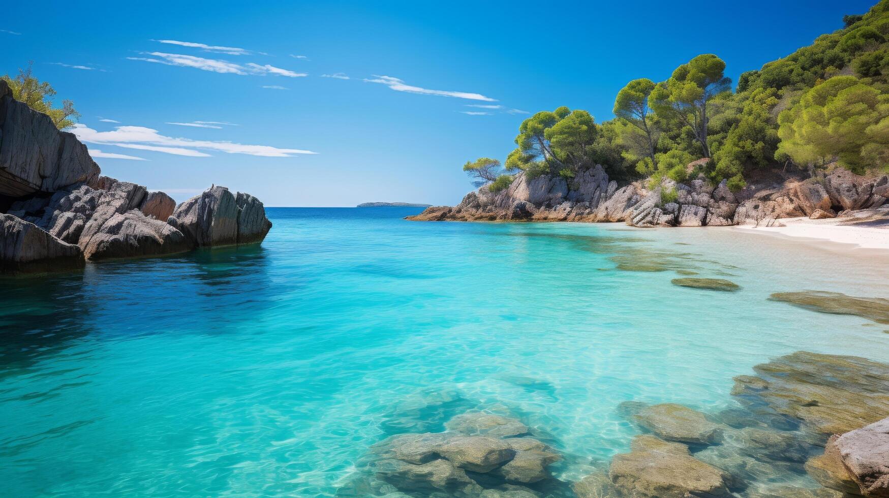 ai generato un' Paradiso spiaggia con cristallo chiaro acque un' sognante e rilassante scena foto