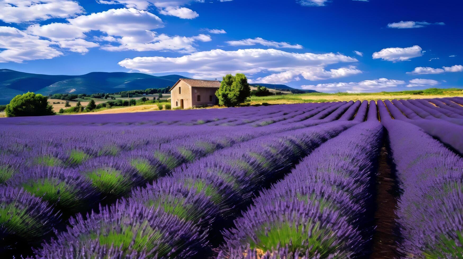 ai generato lavanda fiori la creazione di un' calmante scena foto