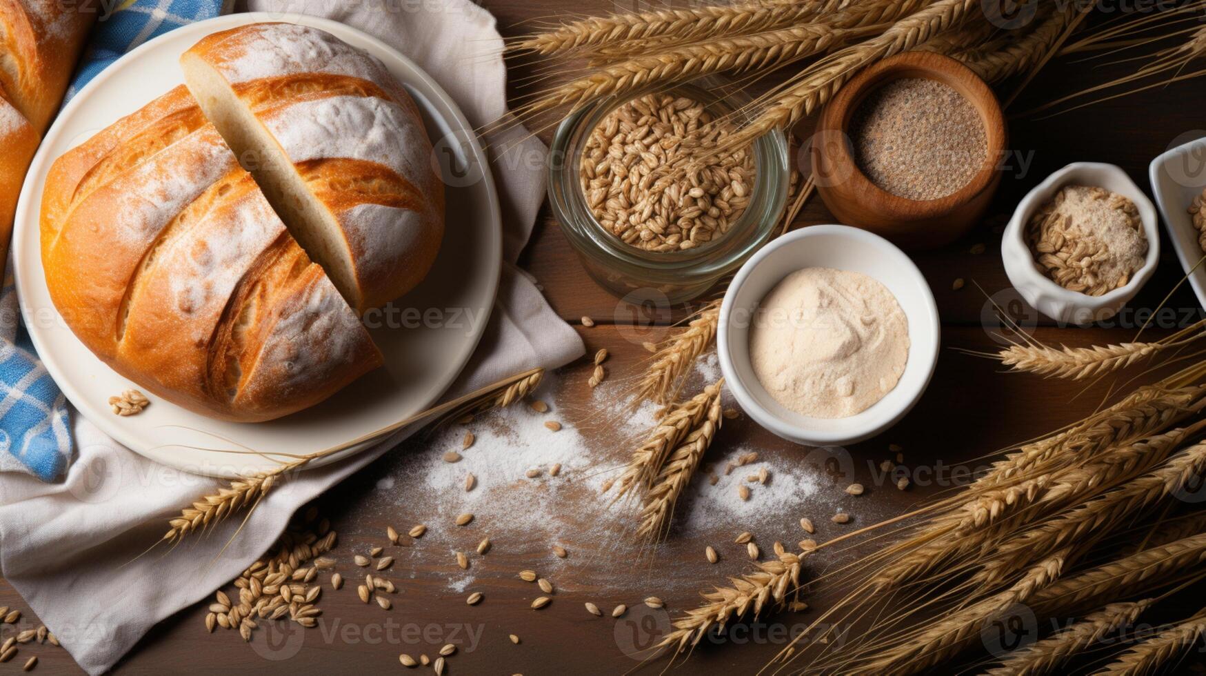 ai generato bagel pane Grano merenda al forno totale grano foto