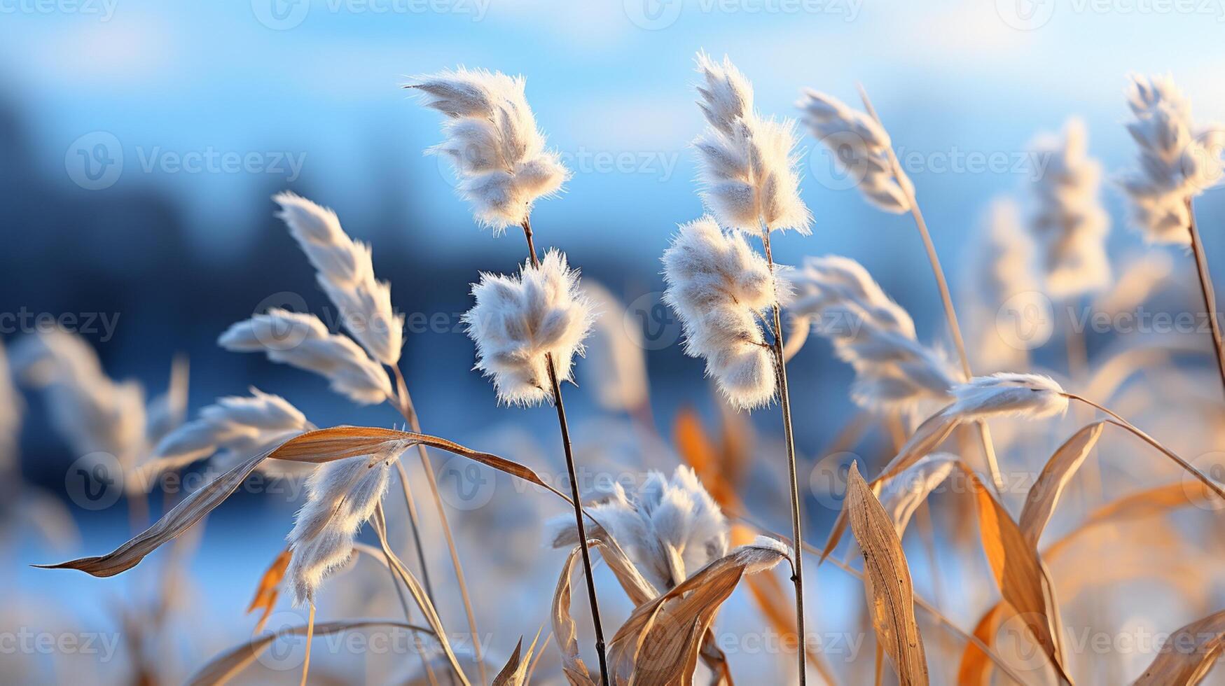 ai generato germoglio pianta coperto di neve su inverno stagione foto