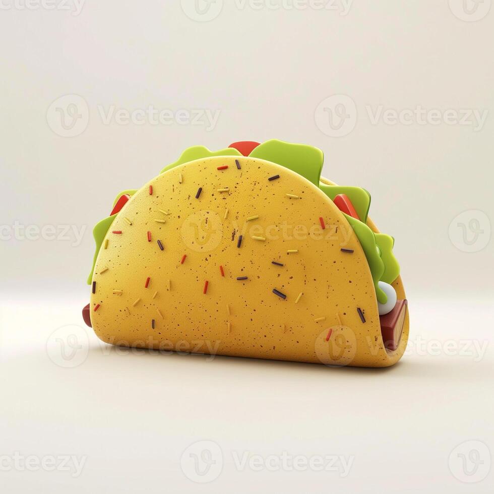 ai generato realistico 3d illustrazione di taco isolato su bianca sfondo foto