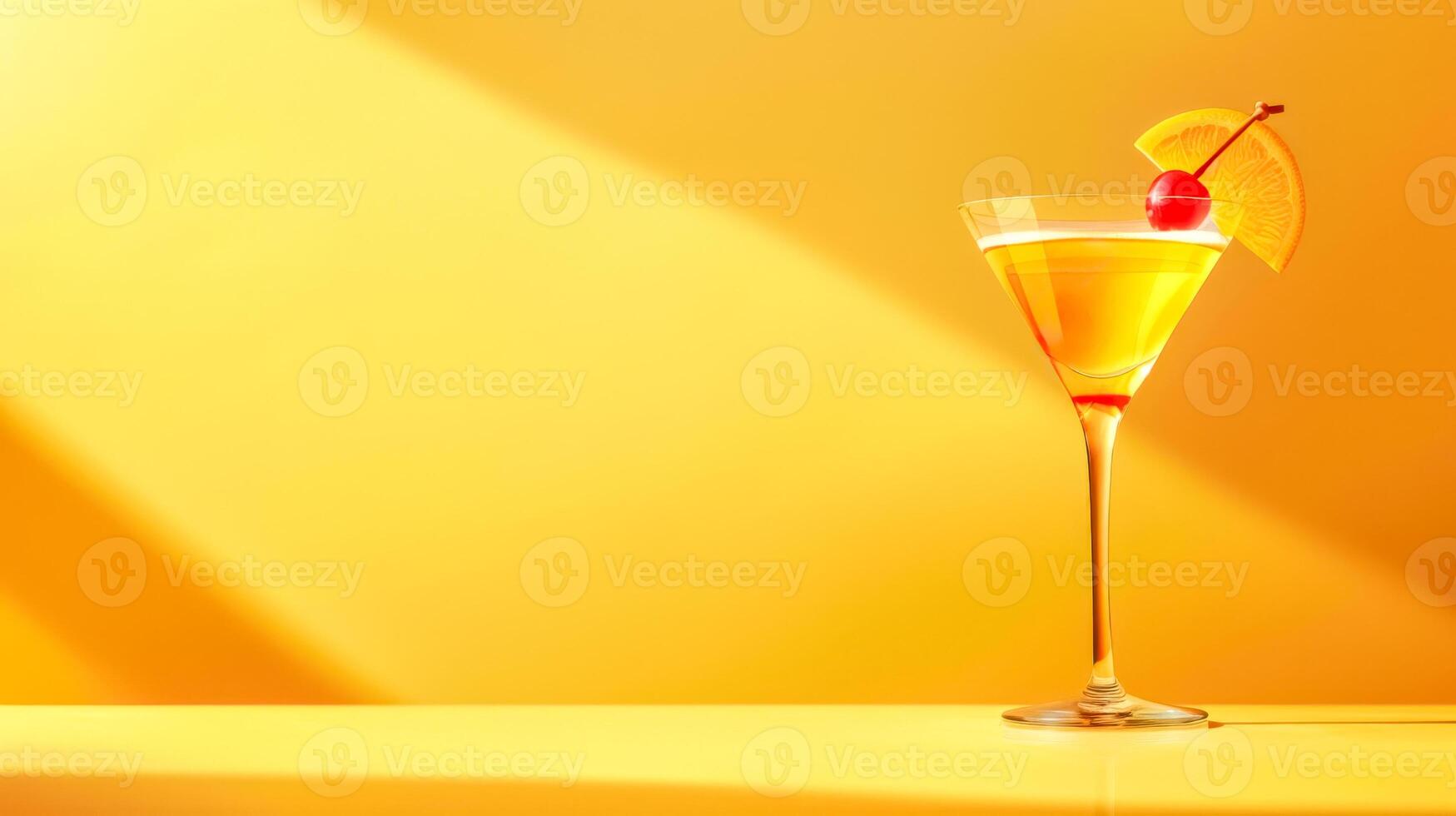 ai generato tropicale cocktail su vivace giallo sfondo foto