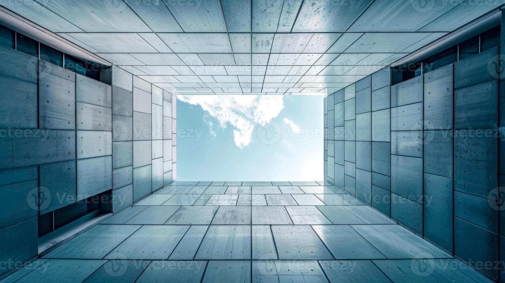 ai generato moderno architettonico tunnel con cielo Visualizza foto